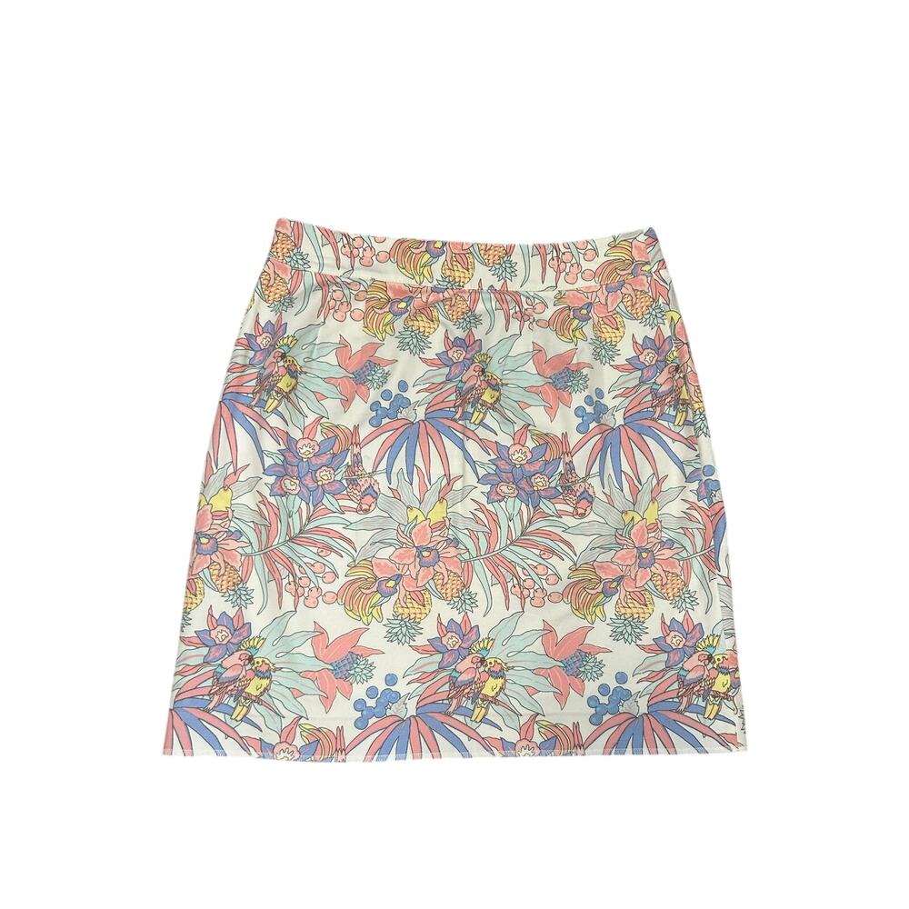 Talbots Tropical Print Skirt Parrots Pineapples Birds Colorful Size 8 - Picture 6 of 7